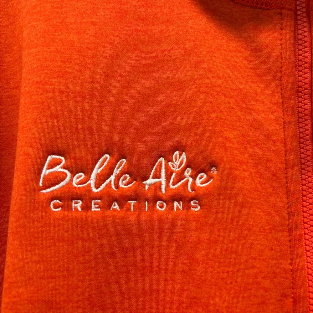 The North Face Mens XL Orange Full Zip Fleece Jacket Belle Aire Creations Logo